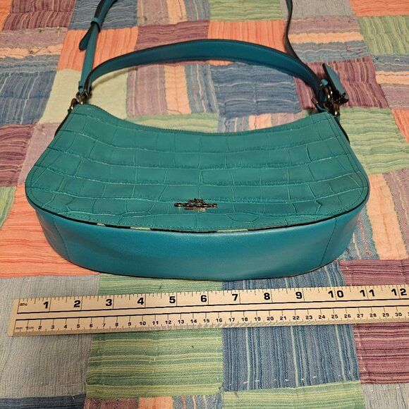Coach Green Croc Shoulder Bag - Picture 5 of 8